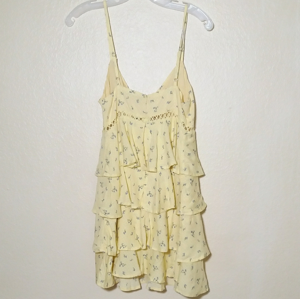 Yellow Floral Ruffle Tiered Babydoll Dress - Picture 3 of 4